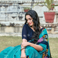 Dusty Blue Printed Handloom Cotton Saree