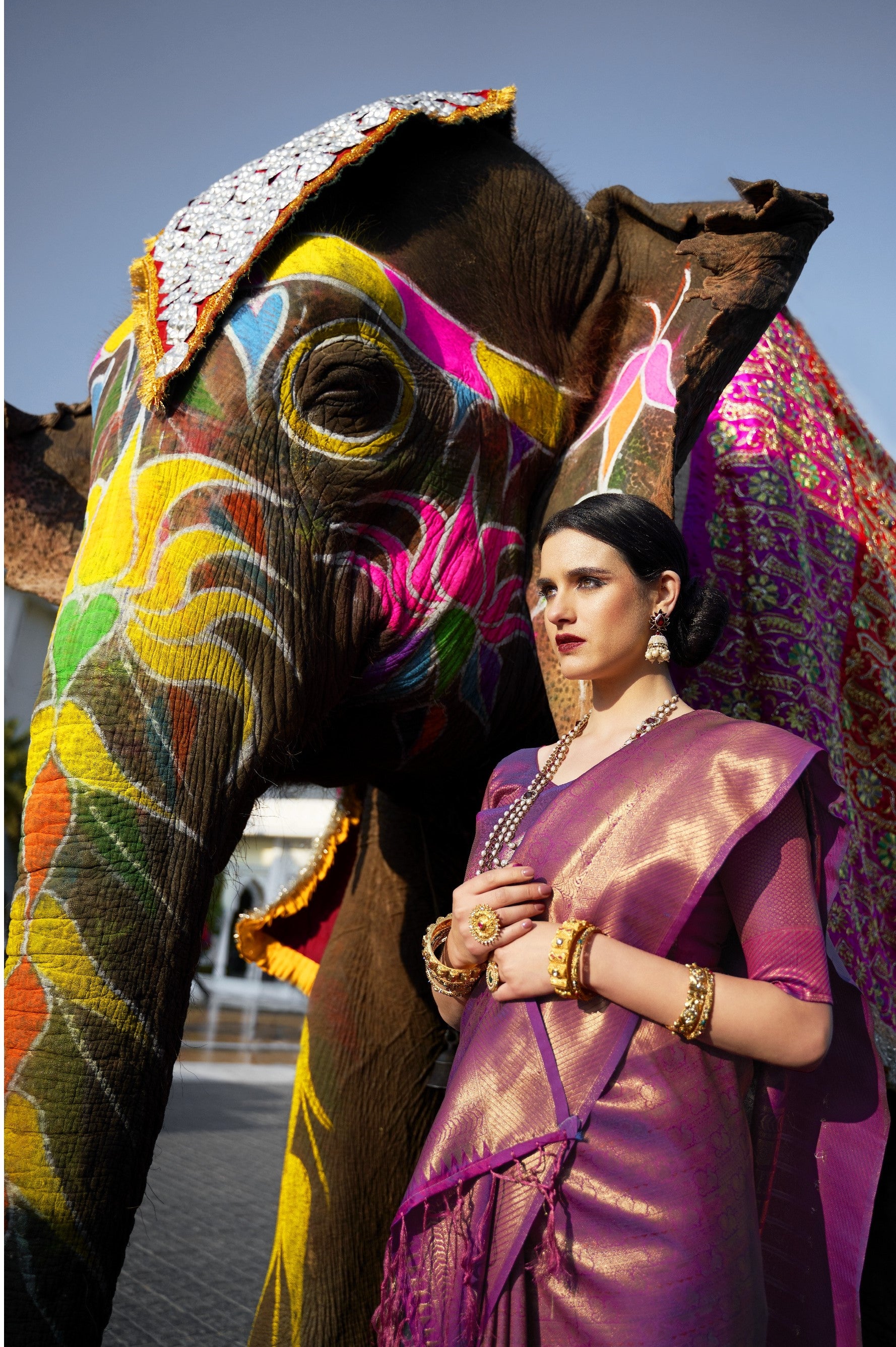 Tulip Purple Kanjivaram Silk Saree
