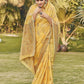 Macaroon Yellow Zari Woven Linen Silk Saree