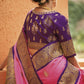 Rose Pink Banarasi Silk Saree With Designer Blouse
