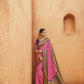 Rose Pink Banarasi Silk Saree With Designer Blouse
