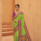 Bright Green Paithani Silk Saree With Designer Blouse