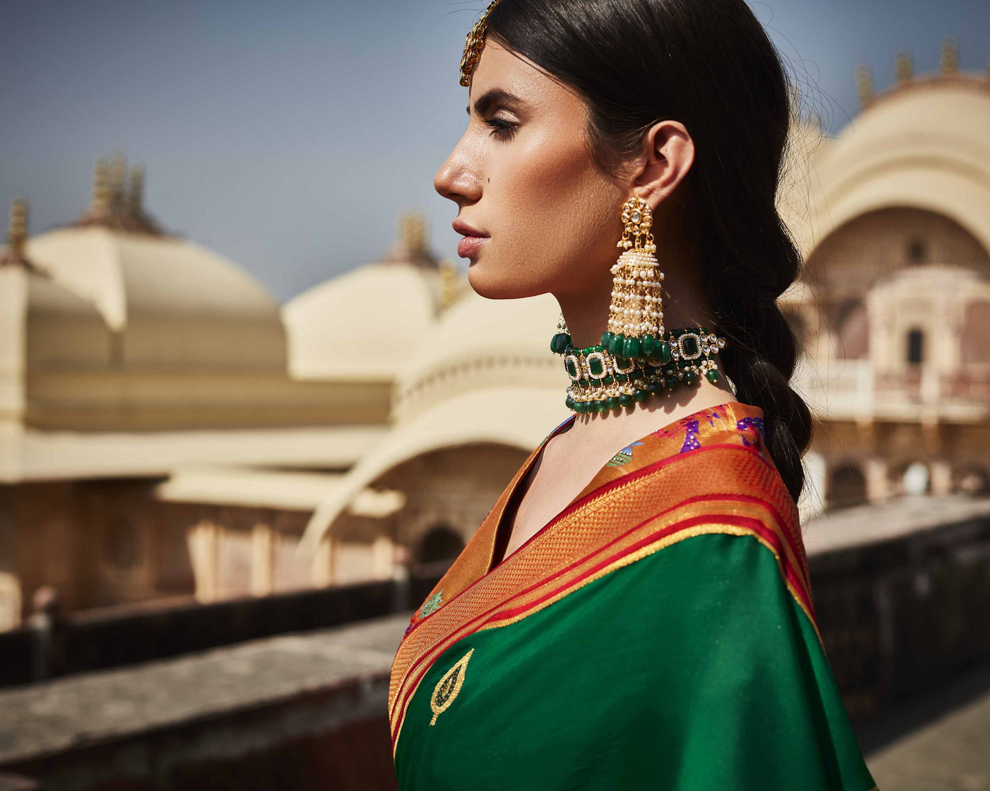 Lush Green Paithani Saree With Designer Blouse