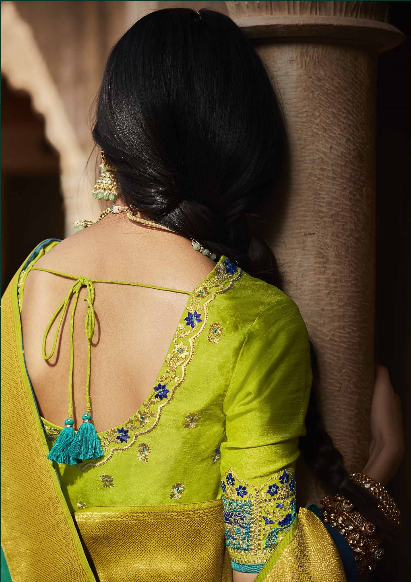 Shamrock Green Paithani Saree With Designer Blouse
