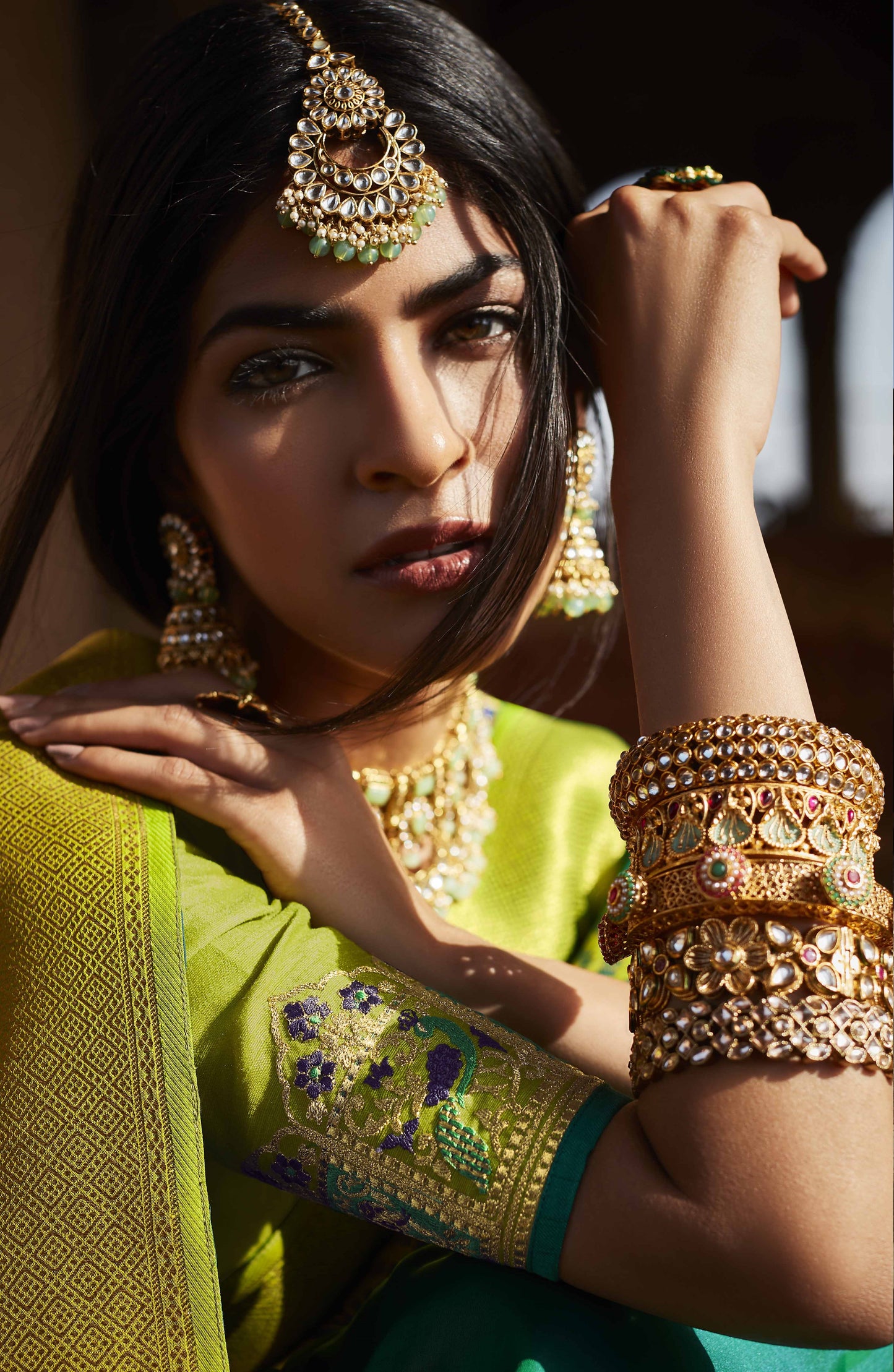 Shamrock Green Paithani Saree With Designer Blouse