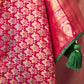 Golden Peach Silk Saree With Embroidered Designer Blouse