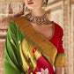 Parrot Green Paithani Saree With Designer Blouse