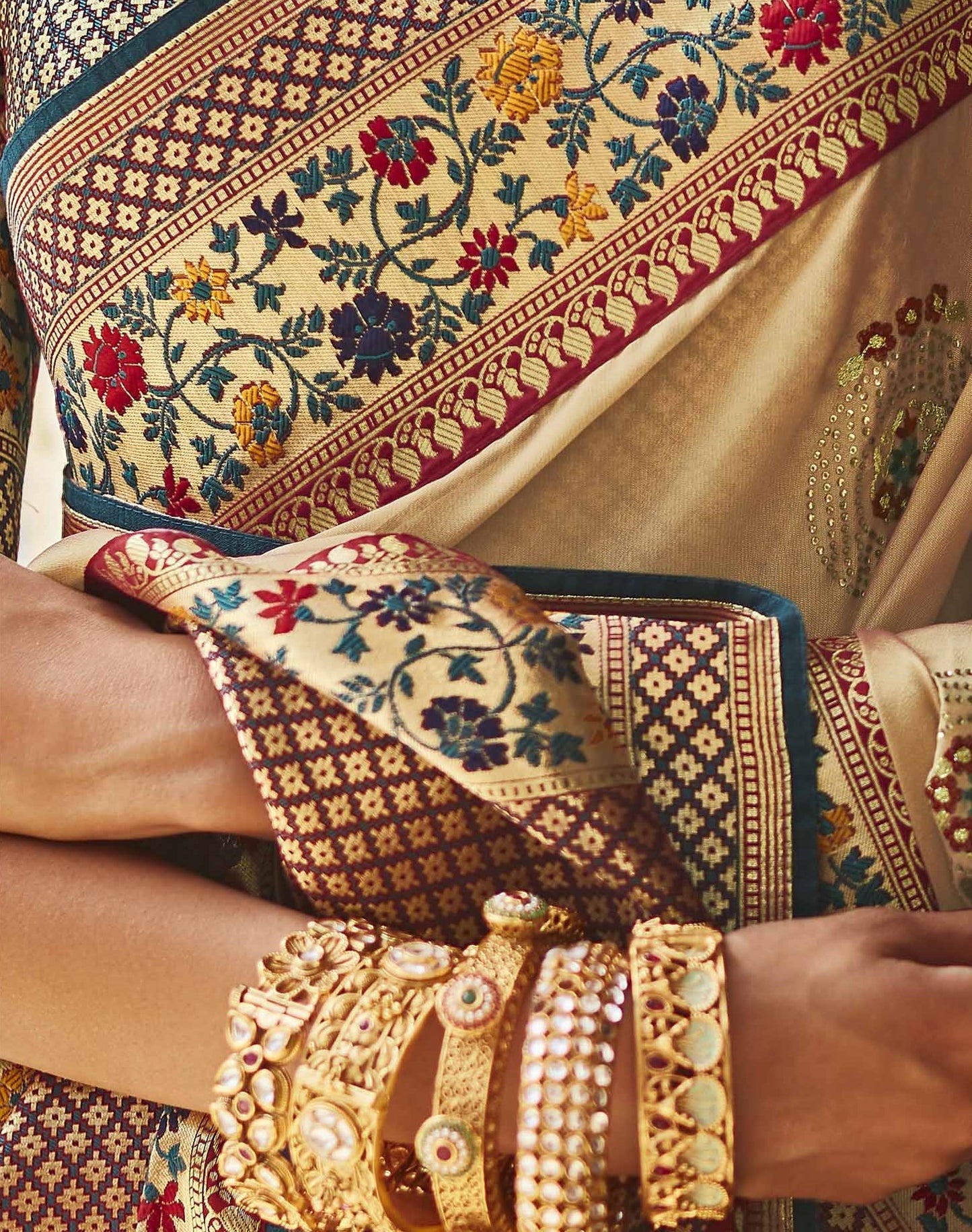 Latte Brown Silk Saree With Designer Blouse