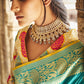 Firozi Blue Silk Saree With Designer Blouse
