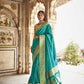 Firozi Blue Silk Saree With Designer Blouse