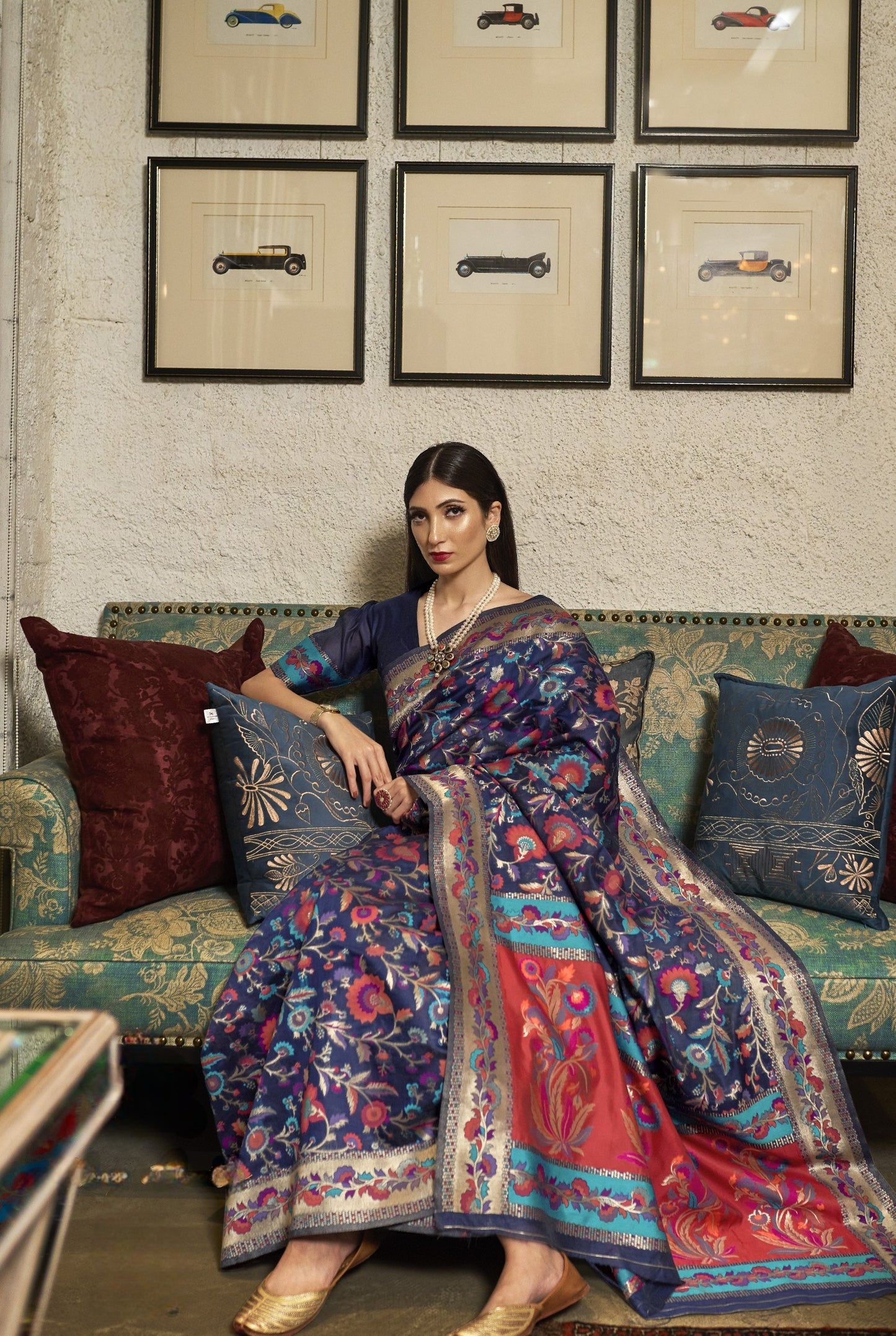 Admiral Blue Kashmiri Kani Jamewar Saree