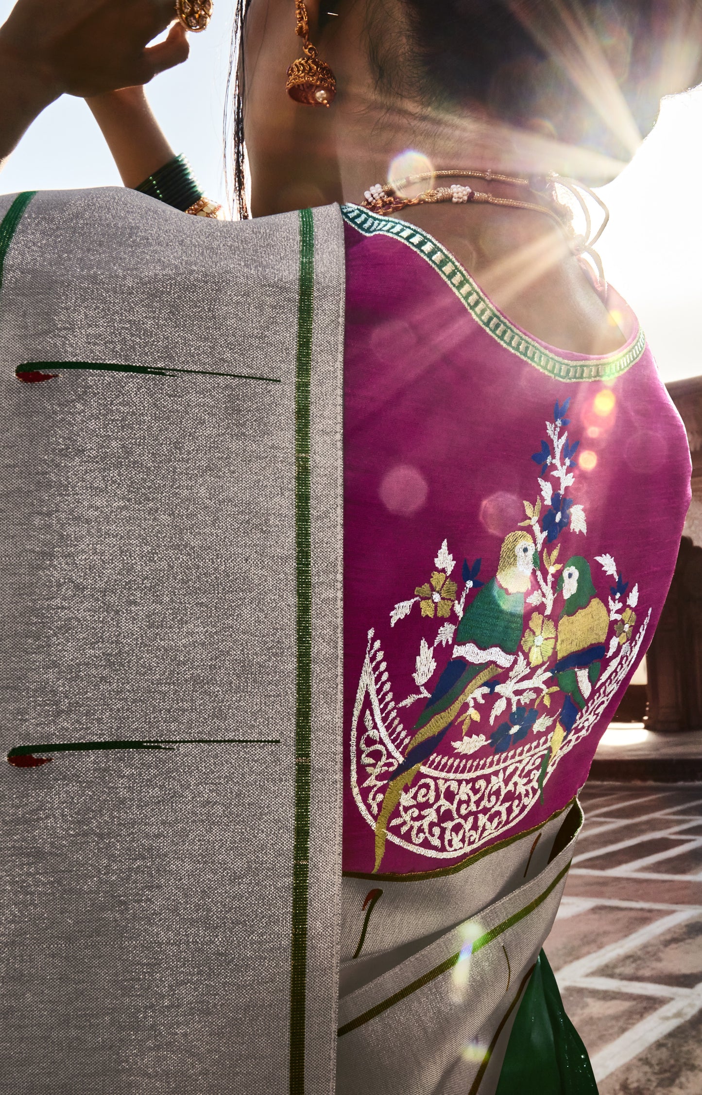 Forest Green Paithani Saree With Designer Blouse