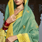 Bright Yellow & Green Silk Saree With Designer Blouse