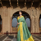 Bright Yellow & Green Silk Saree With Designer Blouse