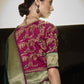 Seaweed Green Silk Saree With Designer Blouse