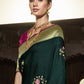 Seaweed Green Silk Saree With Designer Blouse