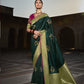 Seaweed Green Silk Saree With Designer Blouse