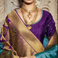 Cerulean Blue Silk Saree With Designer Blouse
