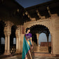 Cerulean Blue Silk Saree With Designer Blouse