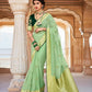 Mint Green Silk Saree With Designer Blouse