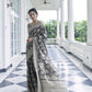 Ash Black Weaved Lucknowi Chikankari Saree