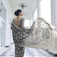 Ash Black Weaved Lucknowi Chikankari Saree
