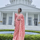 Flamingo Pink Weaved Lucknowi Chikankari Saree