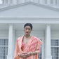 Flamingo Pink Weaved Lucknowi Chikankari Saree