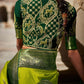 Moss Green Silk Saree With Designer Blouse