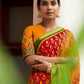 Brick Red Brasso Silk Saree With Embroidered Blouse