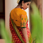 Brick Red Brasso Silk Saree With Embroidered Blouse
