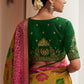Mehandi Green & Purple Brasso Silk Saree With Embroidered Blouse
