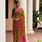Mehandi Green & Purple Brasso Silk Saree With Embroidered Blouse