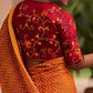 Red & Yellow Brasso Silk Saree With Embroidered Blouse