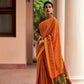 Red & Yellow Brasso Silk Saree With Embroidered Blouse