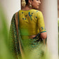 Apple Green & Dark Green Brasso Silk Saree With Embroidered Blouse