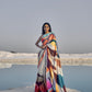 Color Burst Print Satin Crepe Silk Saree