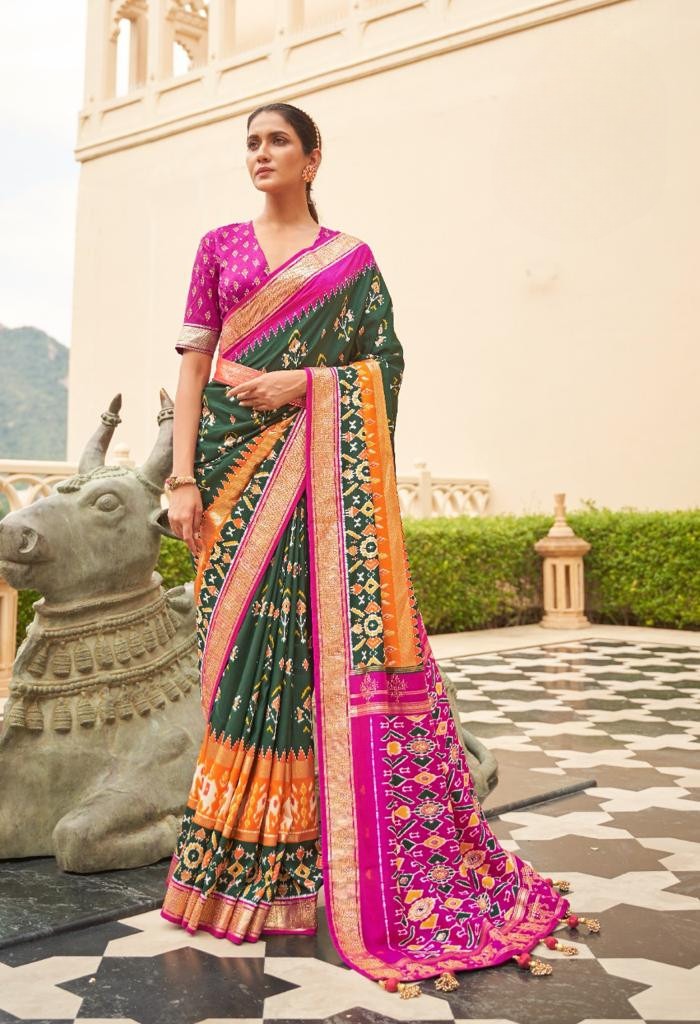Seaweed Green Patola Silk Saree