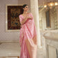 Blush Pink Zari Woven Linen Saree