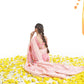 Lemonade Pink Floral Print Lucknowi Chikankari Saree