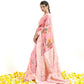 Lemonade Pink Floral Print Lucknowi Chikankari Saree