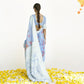 Powder Blue Floral Print Lucknowi Chikankari Saree