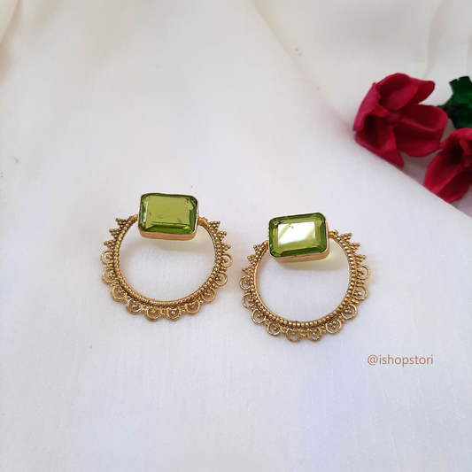 Prati Glossy Stone Round Earrings