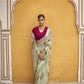 Mint Green Digital Printed Organza Silk Saree