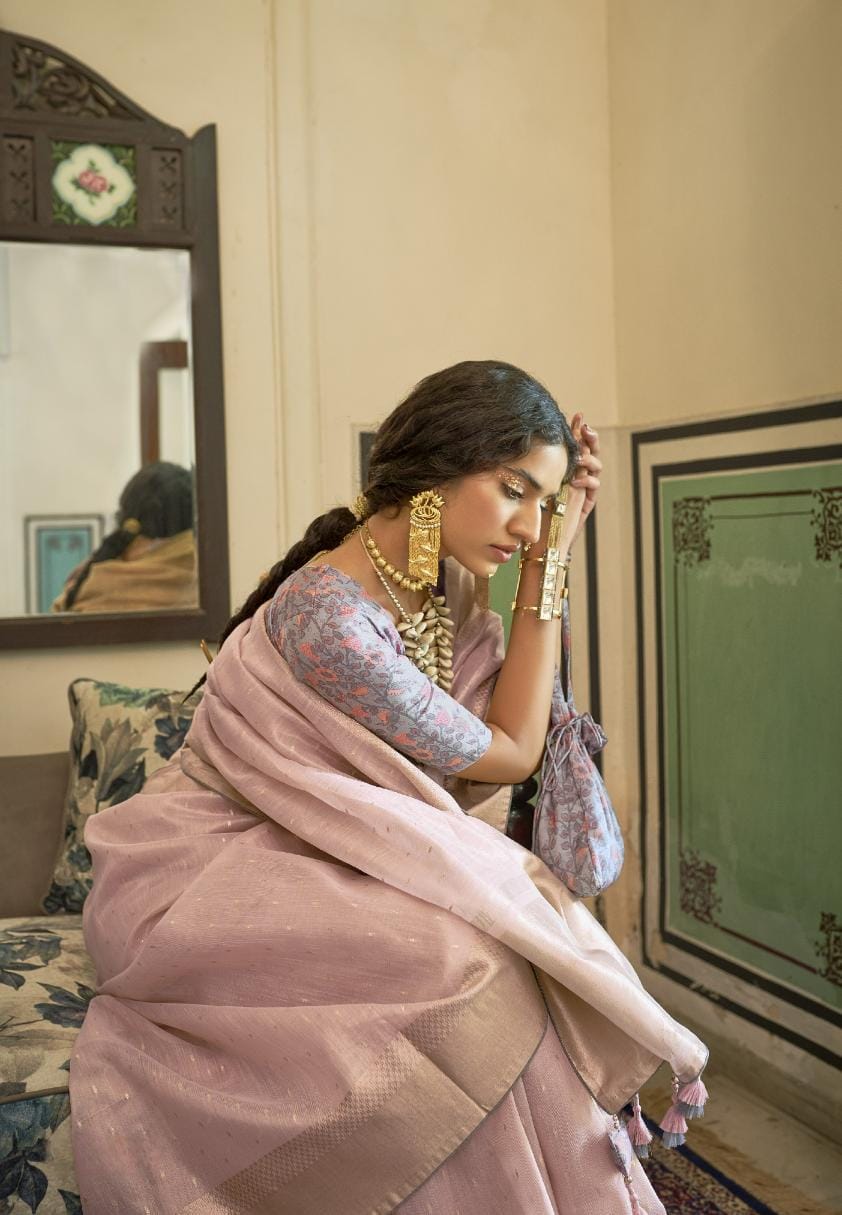 plain saree with kalamkari blouse online shopping