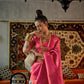 Fuschia Pink Copper Zari Woven Handloom Kanjivaram Silk Saree