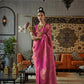 Fuschia Pink Copper Zari Woven Handloom Kanjivaram Silk Saree