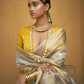 Ash Grey Embroidered Organza Silk Saree