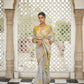 Ash Grey Embroidered Organza Silk Saree