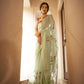 Pastel Green Embroidered Organza Silk Saree